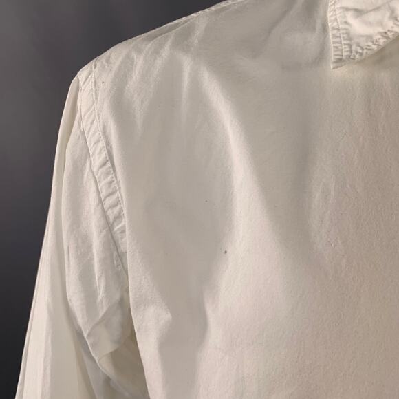 MERZ B. SCHWANEN Size XL White Cotton One Pocket Relaxed Fit Long Sleeve Shirt - Picture 7 of 10
